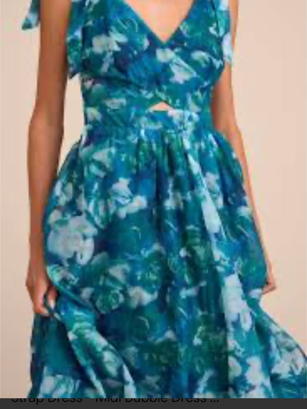 Lulu's Teal & Blue Floral Midi Dress
